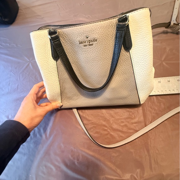 Kate Spade Jackson Medium Triple Compartment Satchel Gray Optic White Black - Picture 8 of 12